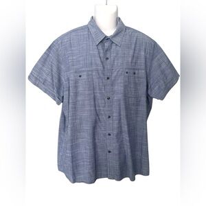 Izod Blue Casual Button Down Shirt with Relaxed Fit- XXL